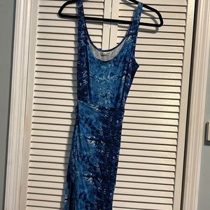Reformation Blue Piscine Kaila Tie Dye Jersey Fitted Wrap Knit Midi Dress M